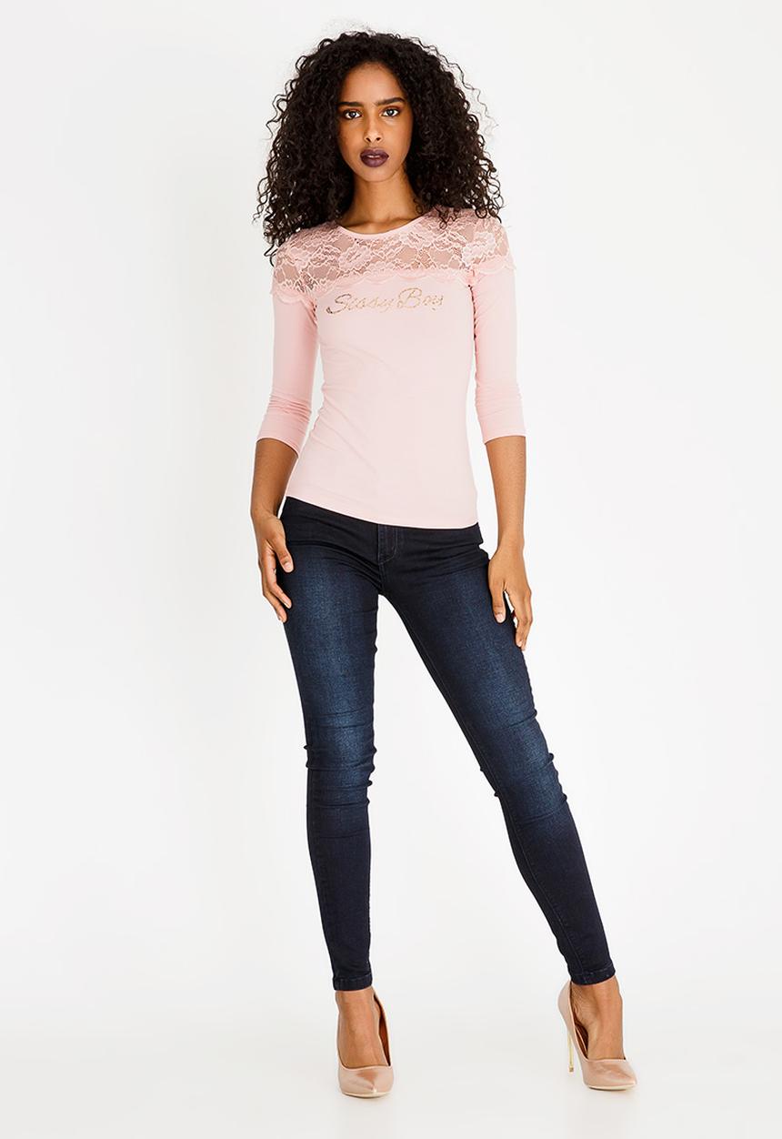 SISSY BOY - Lynx Lace Detail Top Mid Pink
