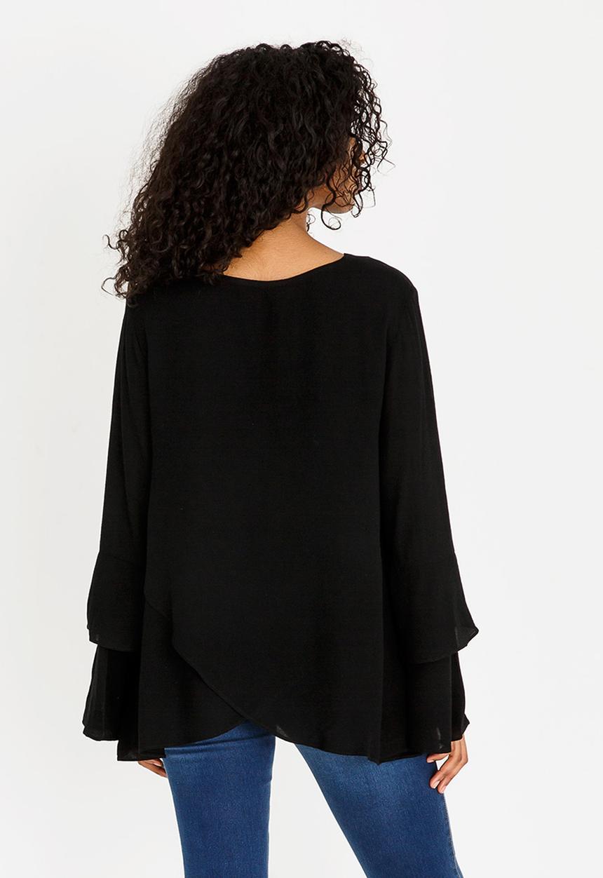 G Couture - Lace-up Detail Top Black
