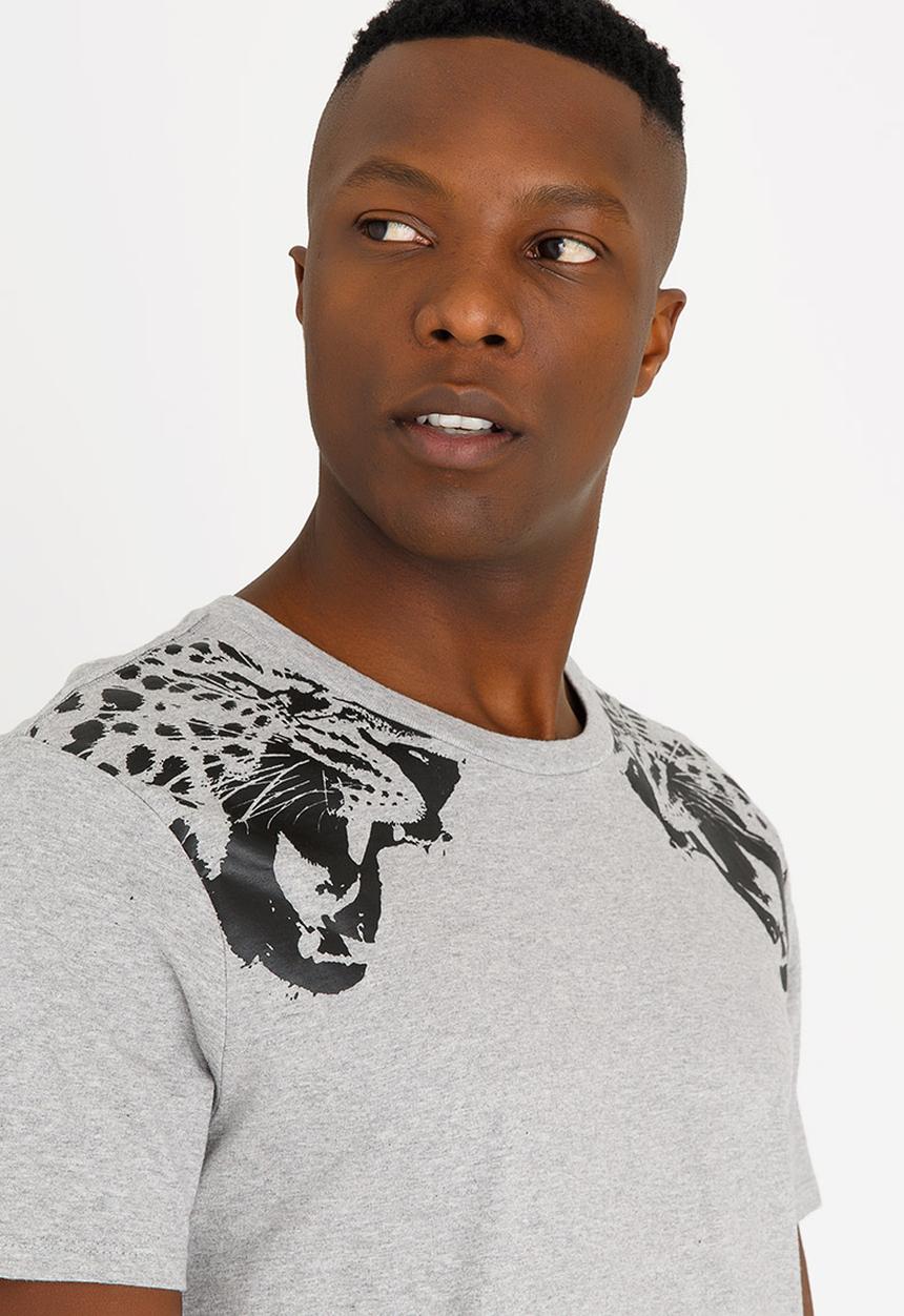 GUESS - Leopard Foil Cotton Tee Grey