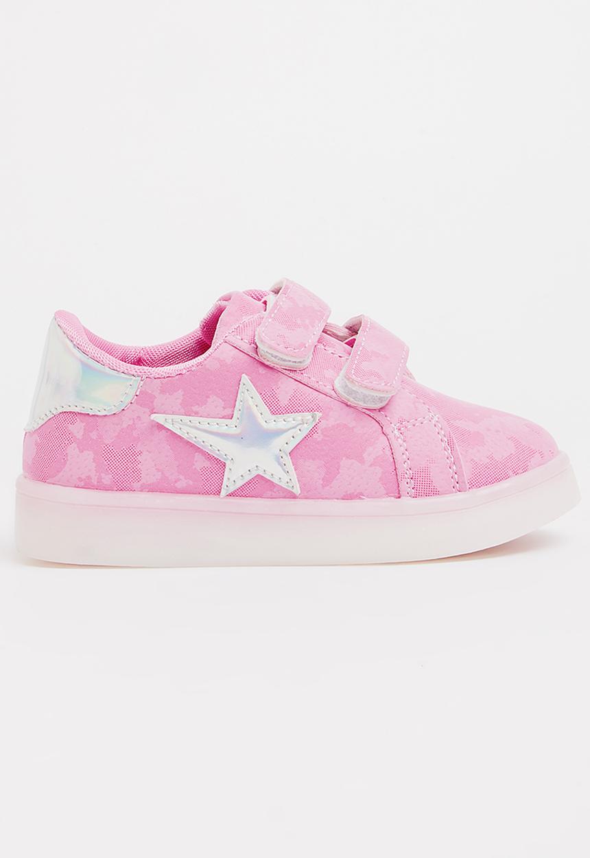 Pop Candy - Velcro Strap Light Up Sneaker Mid Pink