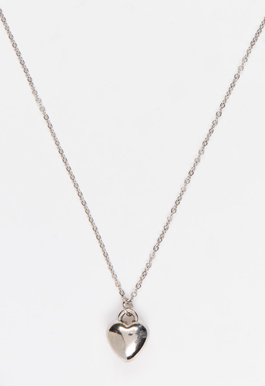 Jewels and Lace - Heart Charm Necklace Silver
