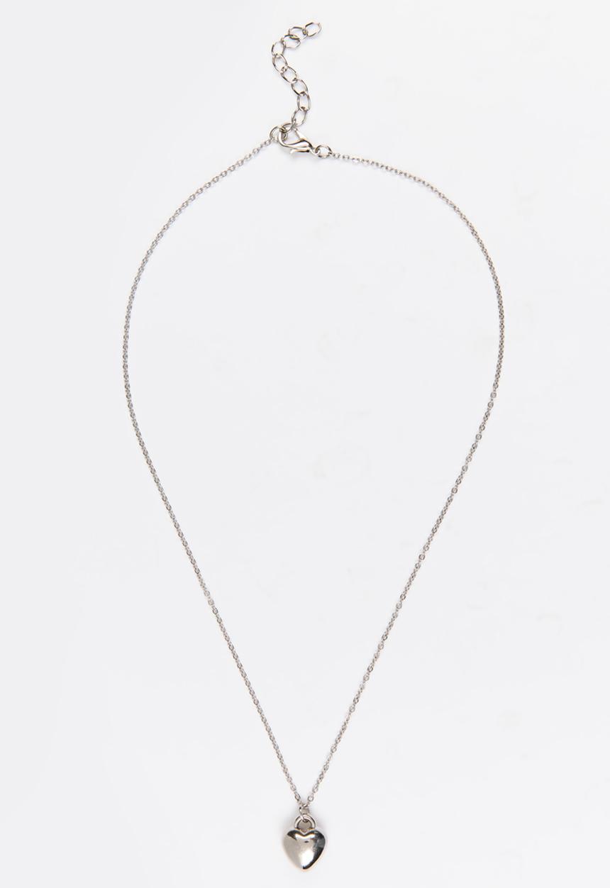 Jewels and Lace - Heart Charm Necklace Silver