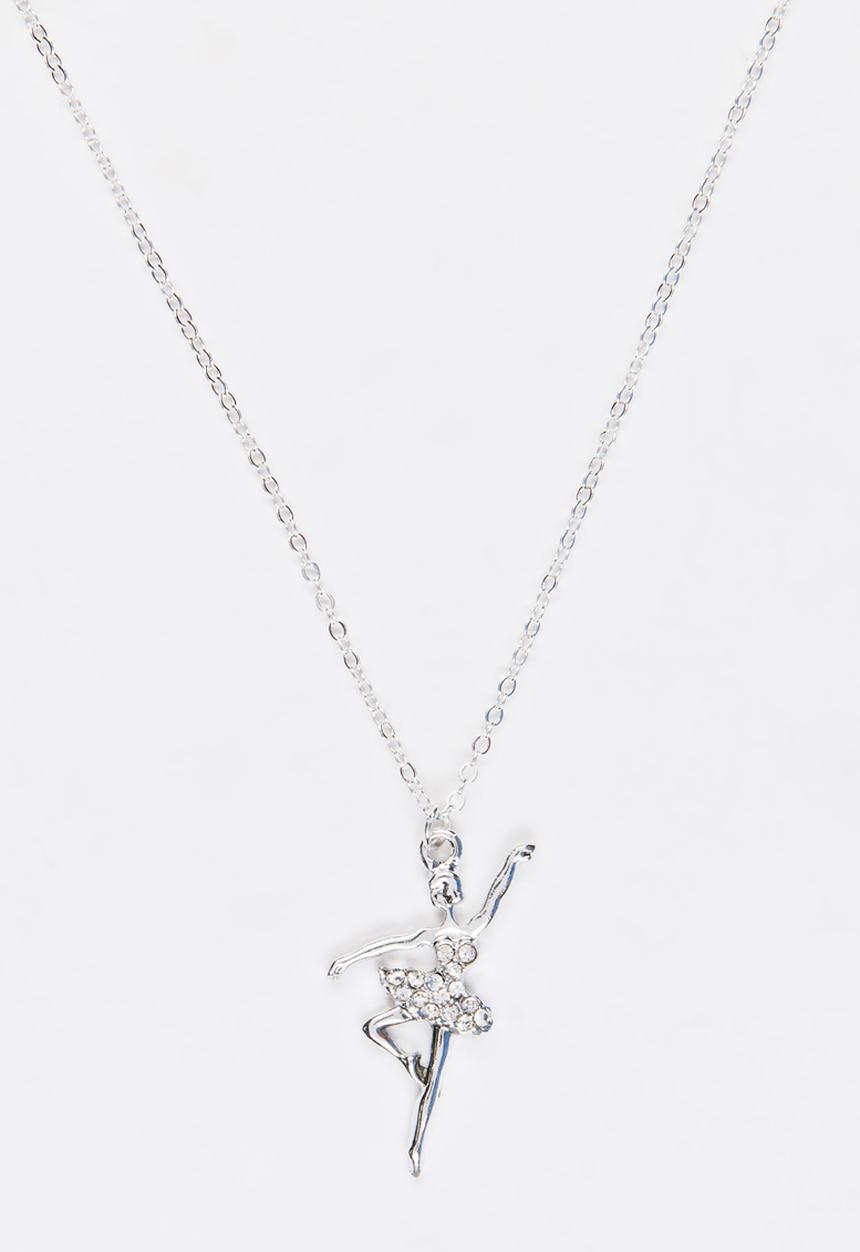 Jewels and Lace - Ballet Dancer Necklace Silver