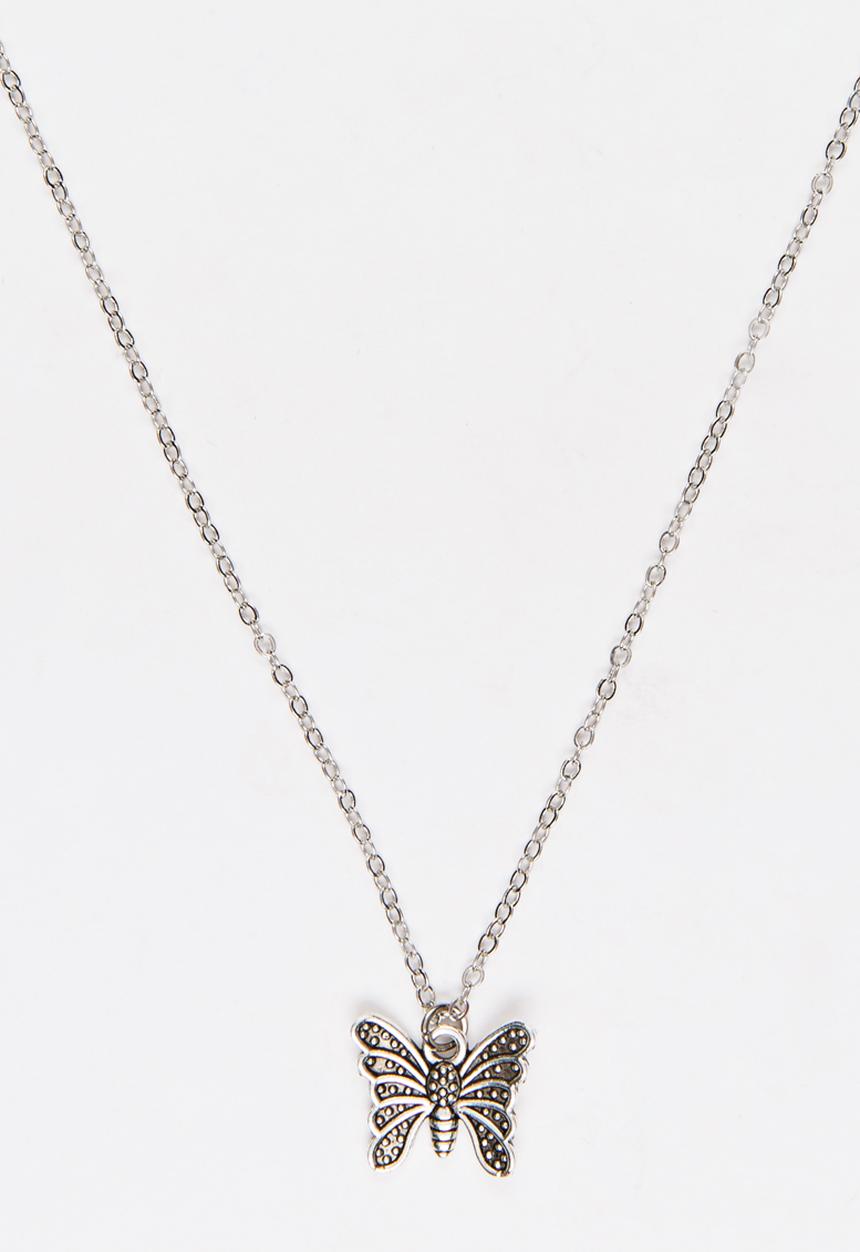 Jewels and Lace - Butterfly Necklace Silver