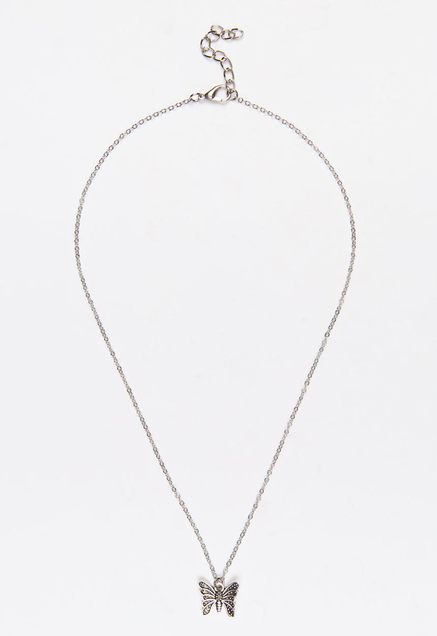 Jewels and Lace - Butterfly Necklace Silver