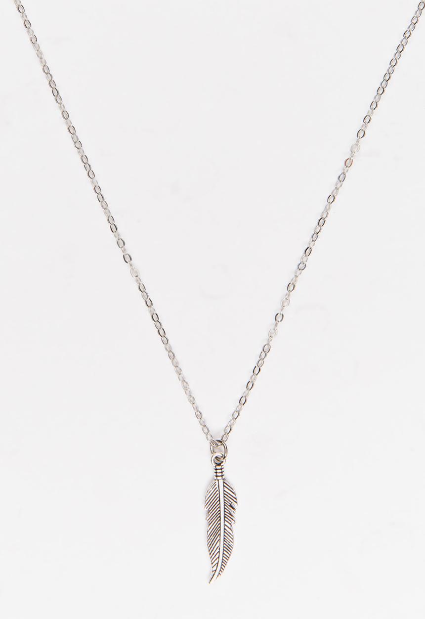 Jewels and Lace - Feather Necklace Silver