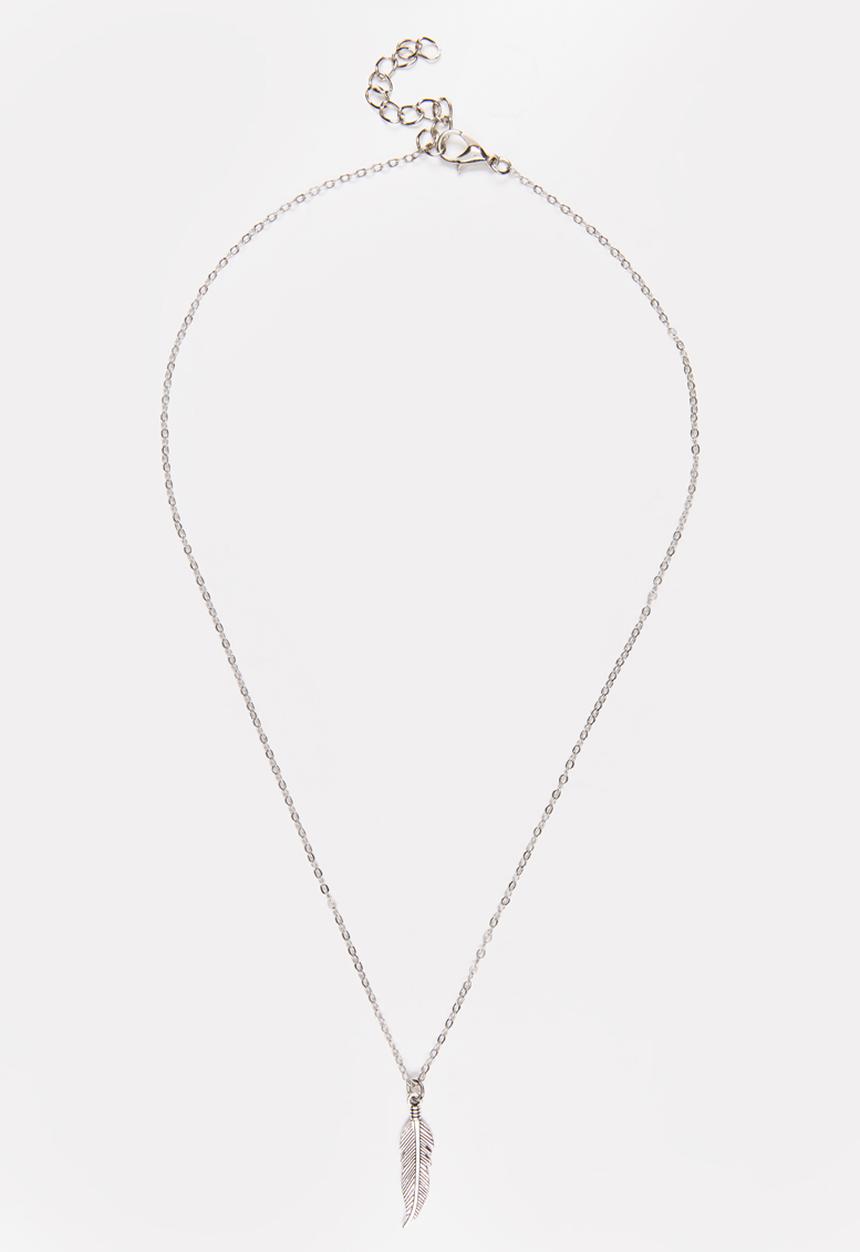 Jewels and Lace - Feather Necklace Silver