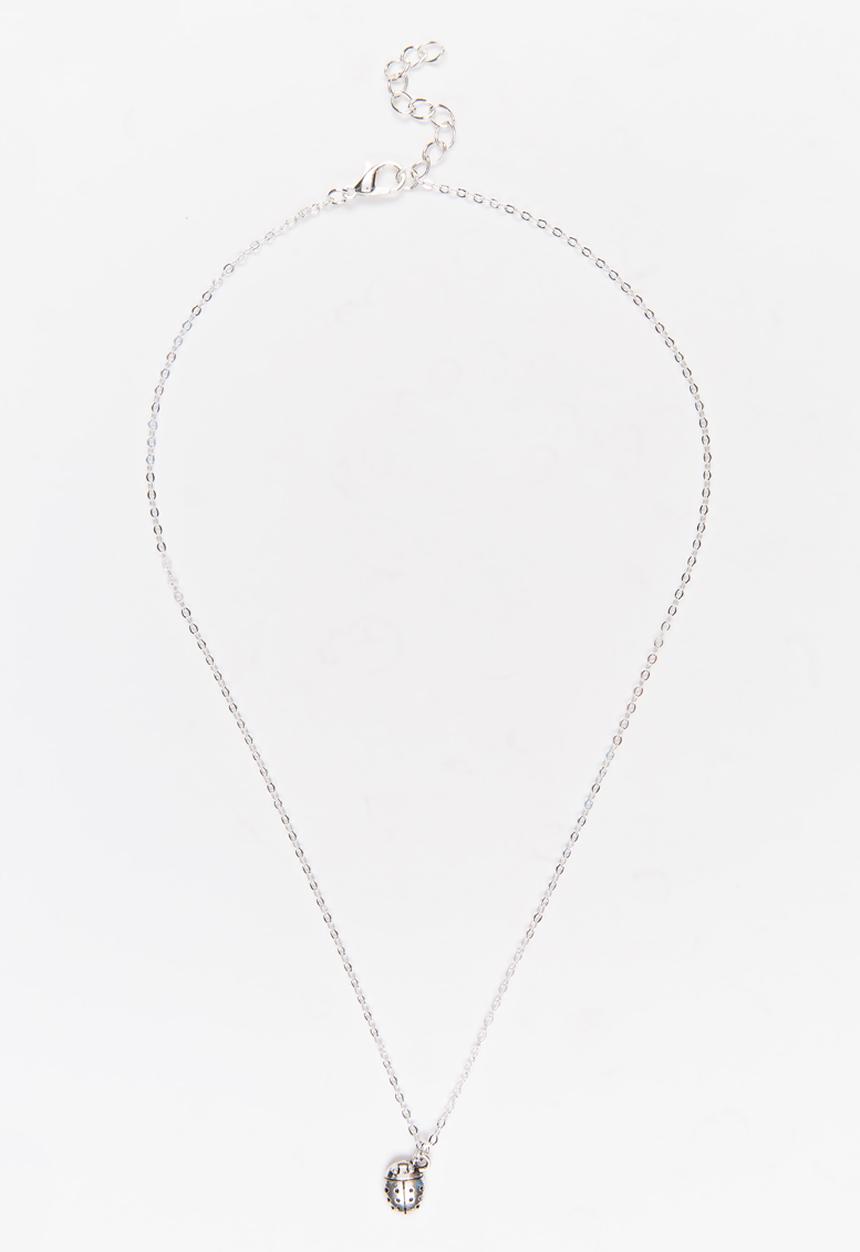 Jewels and Lace - Lady Bug Necklace Silver