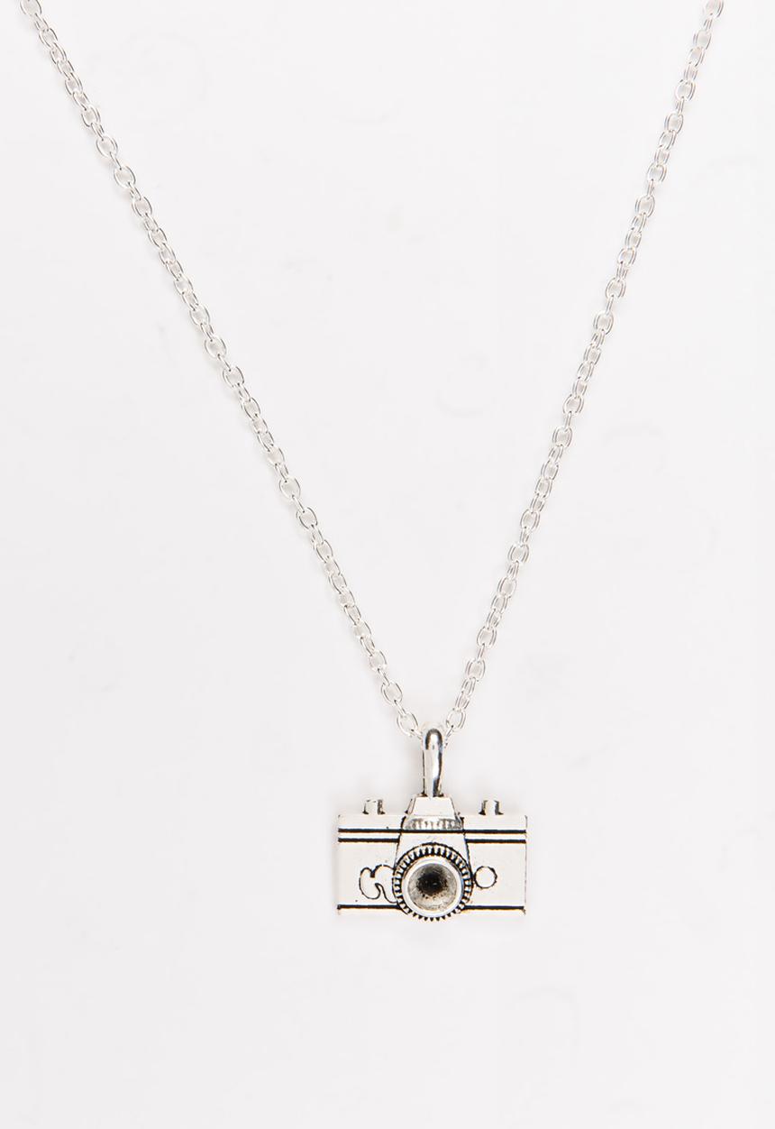 Jewels and Lace - Camera Charm Necklace Silver