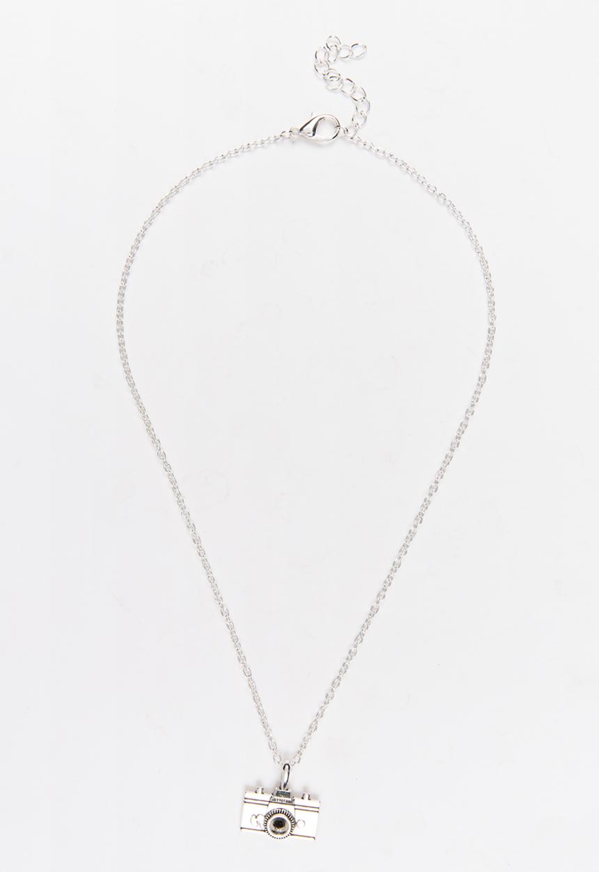 Jewels and Lace - Camera Charm Necklace Silver