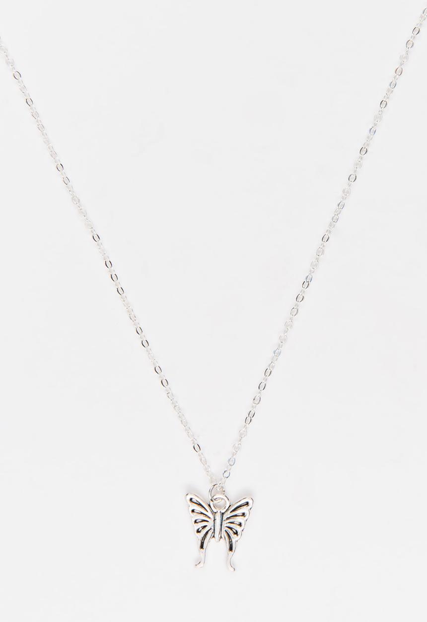 Jewels and Lace - Butterfly Necklace Silver