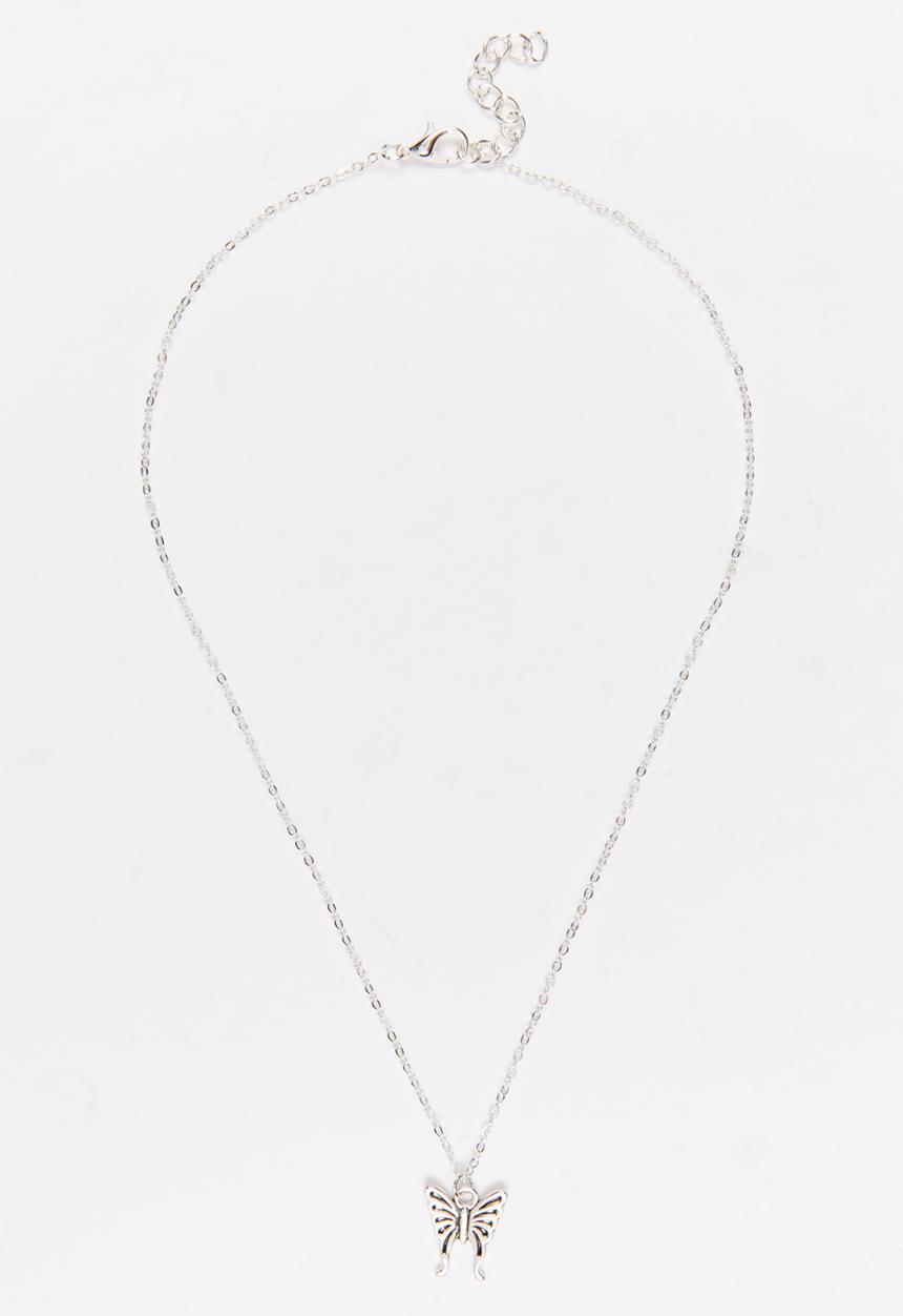 Jewels and Lace - Butterfly Necklace Silver