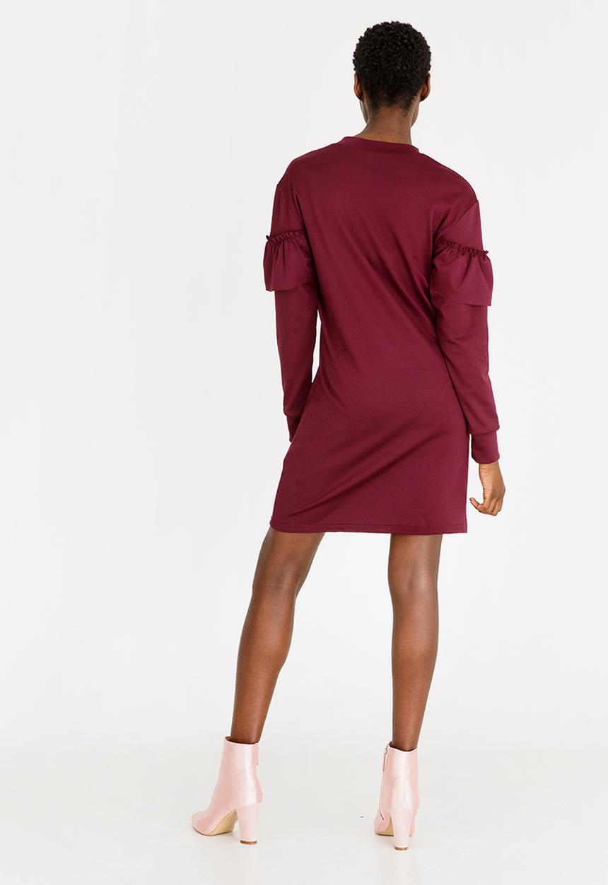 STYLE REPUBLIC - Frill detail dress - burgundy