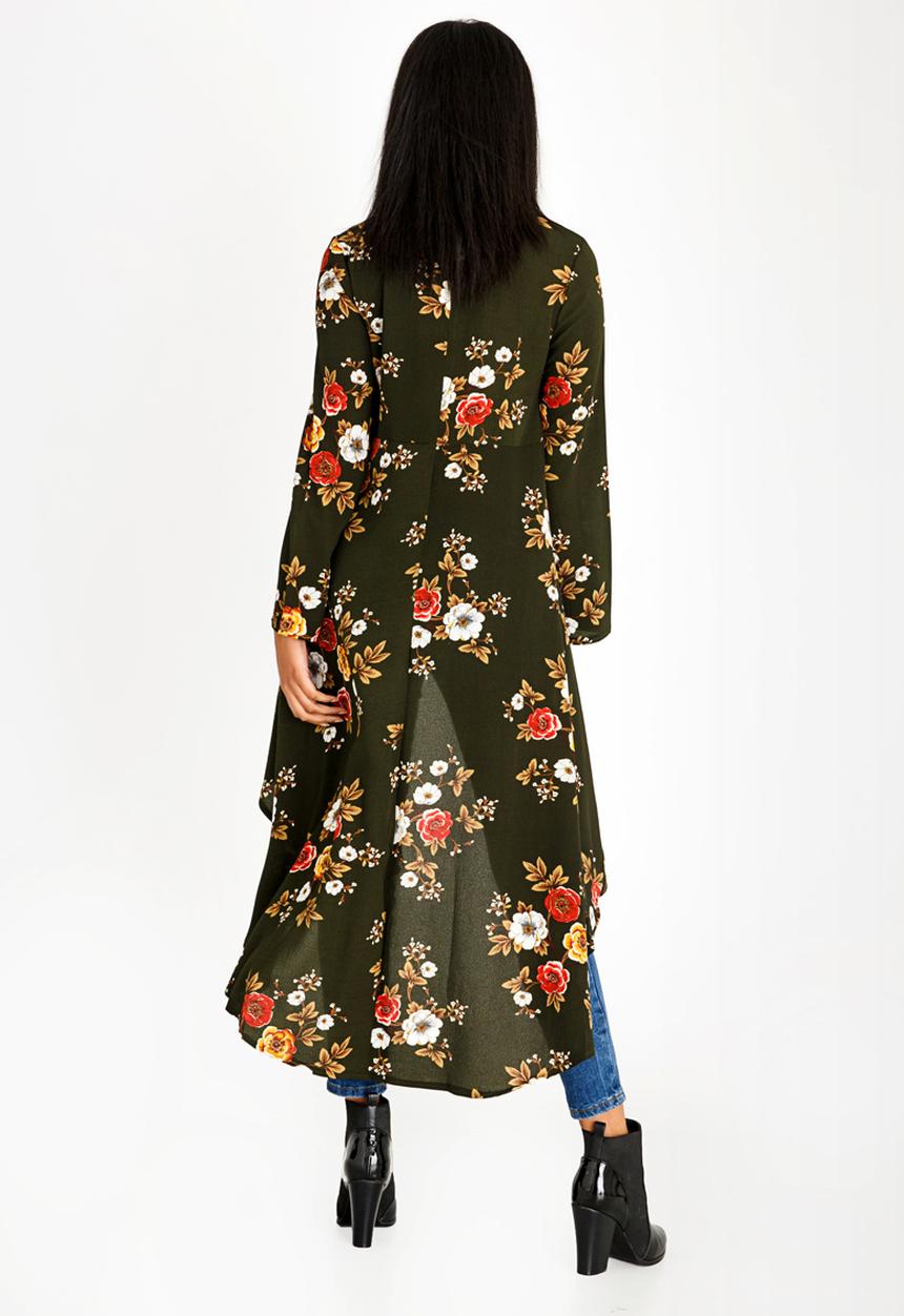 cath.nic - Hi-lo Printed Top Khaki Green
