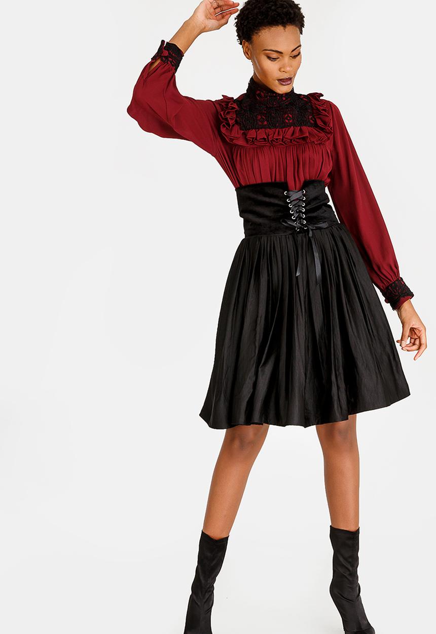 Sober - Nubia High-waist Corset Skirt Black