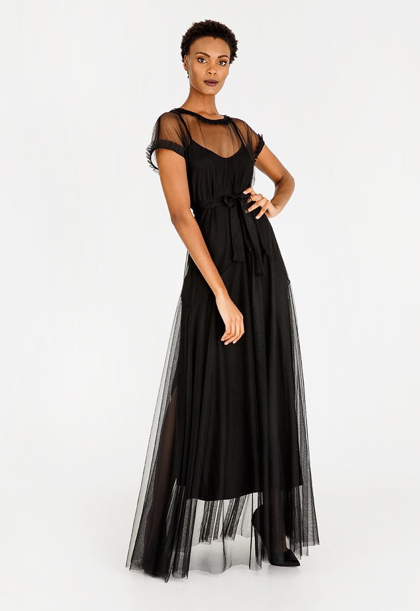 AMANDA LAIRD CHERRY - Phateka Mesh Overlay Dress Black
