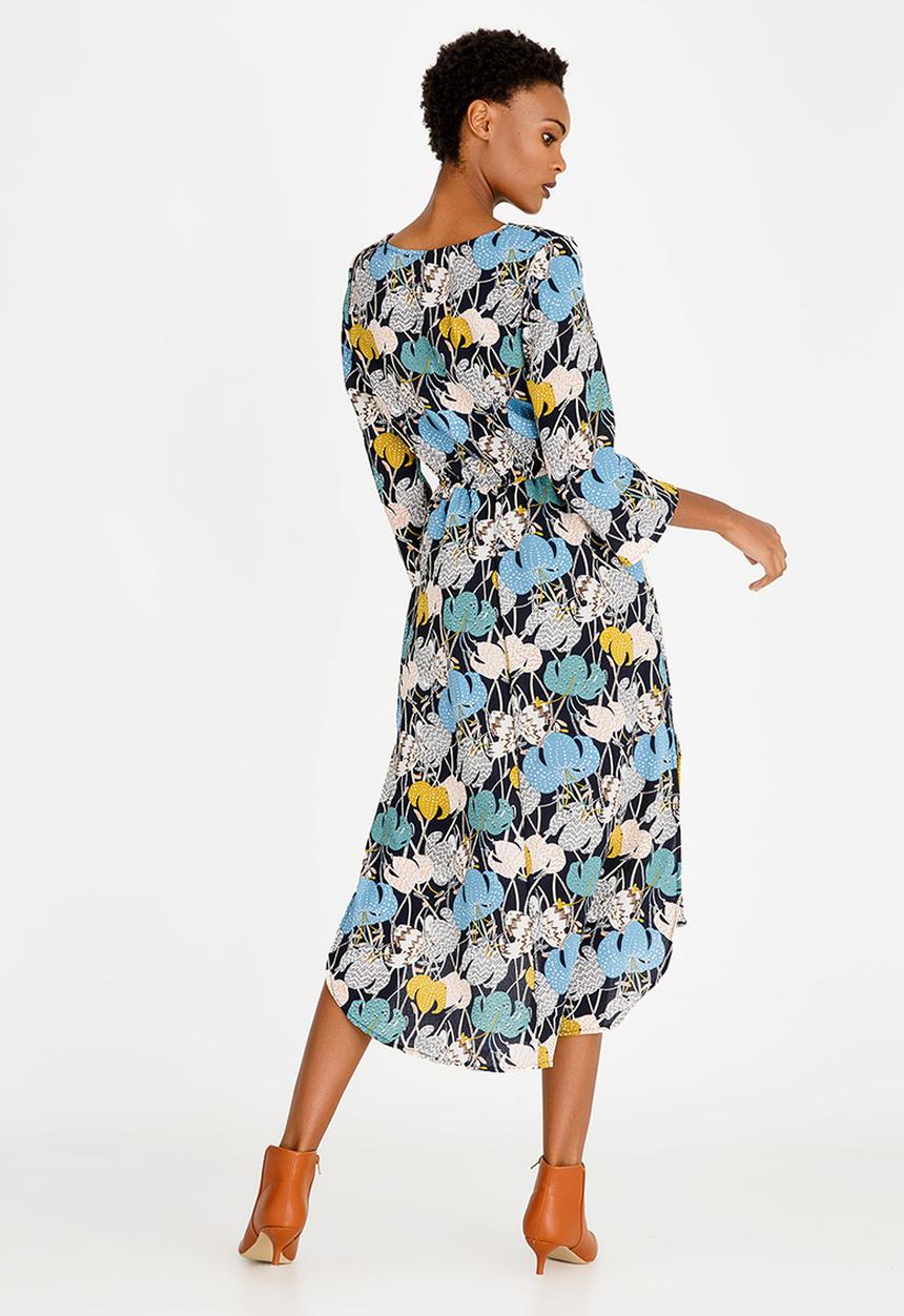 Revenge - Floral Long Sleeve Dress Navy