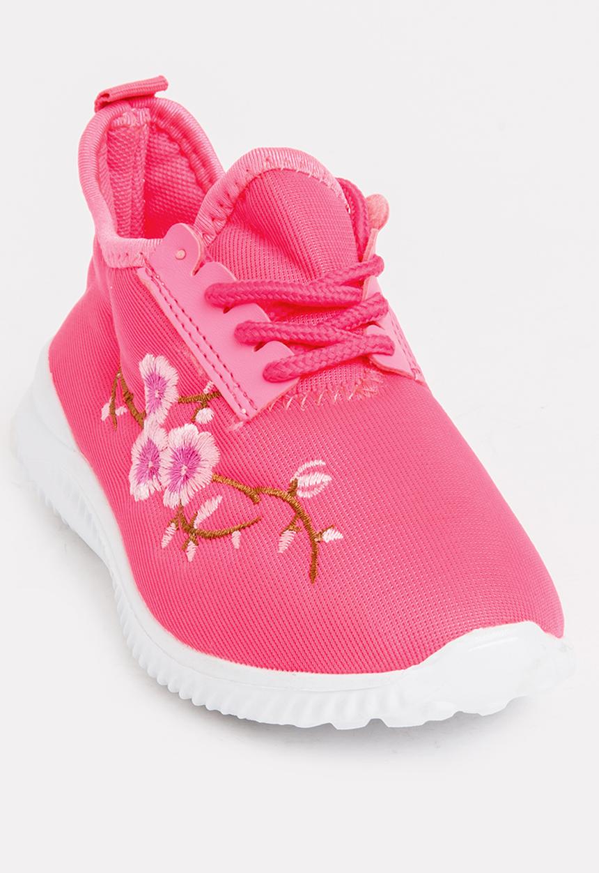 Pop Candy - Embroidered  Lace Up Sneaker Mid Pink