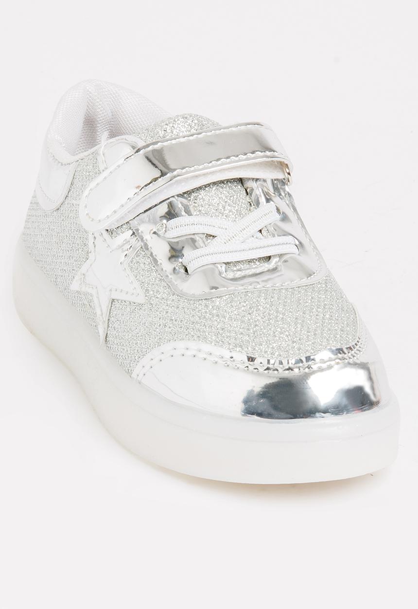 Pop Candy - Velcro Strap Light Up Sneaker Silver
