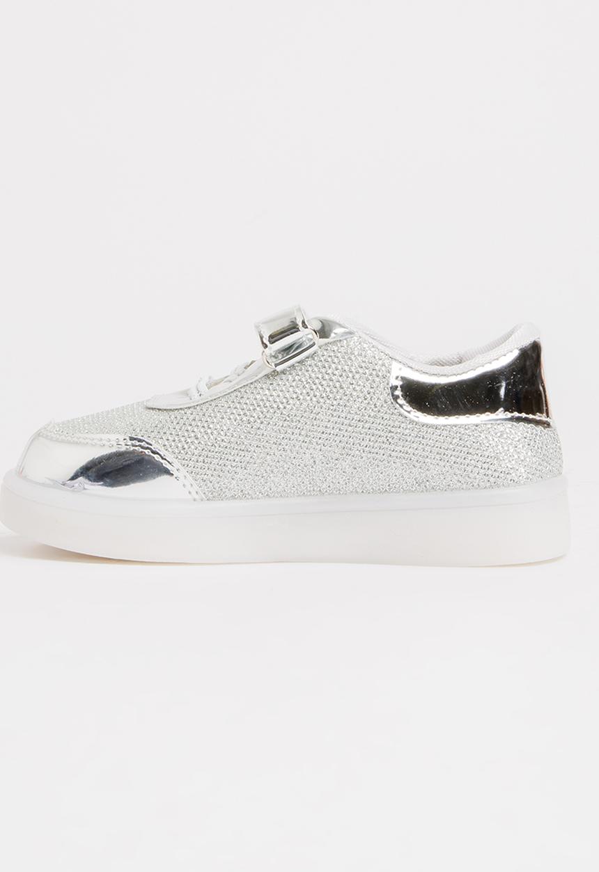 Pop Candy - Velcro Strap Light Up Sneaker Silver
