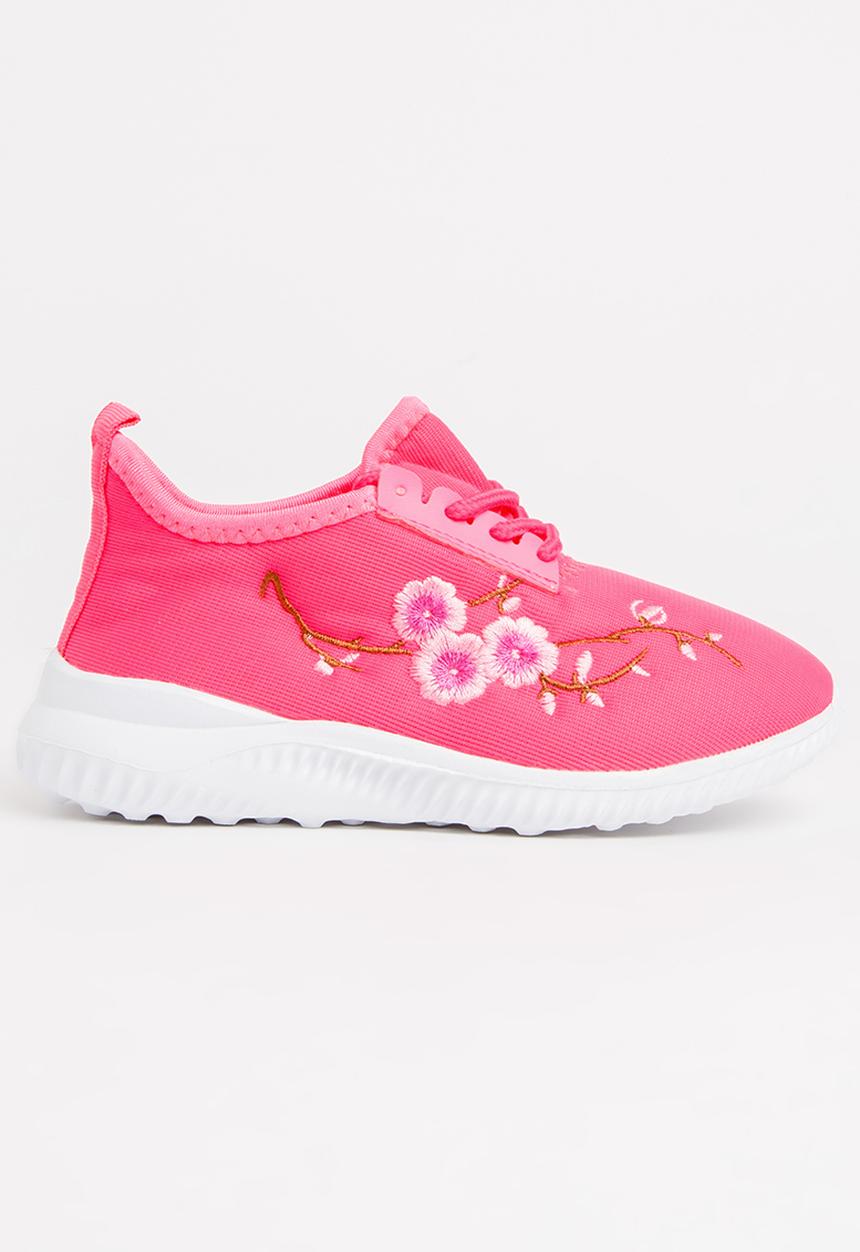 Pop Candy - Embroidered  Lace Up Sneaker Mid Pink