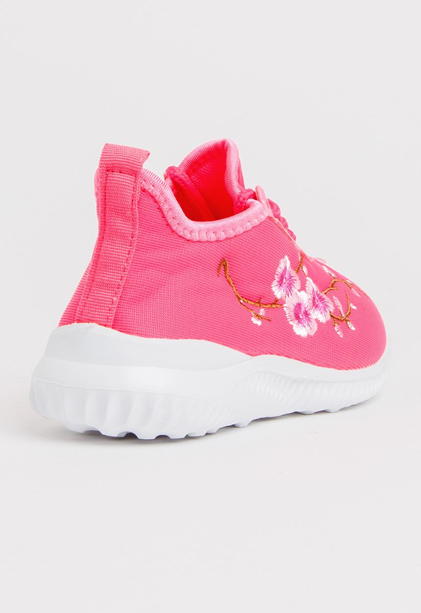 Pop Candy - Embroidered  Lace Up Sneaker Mid Pink