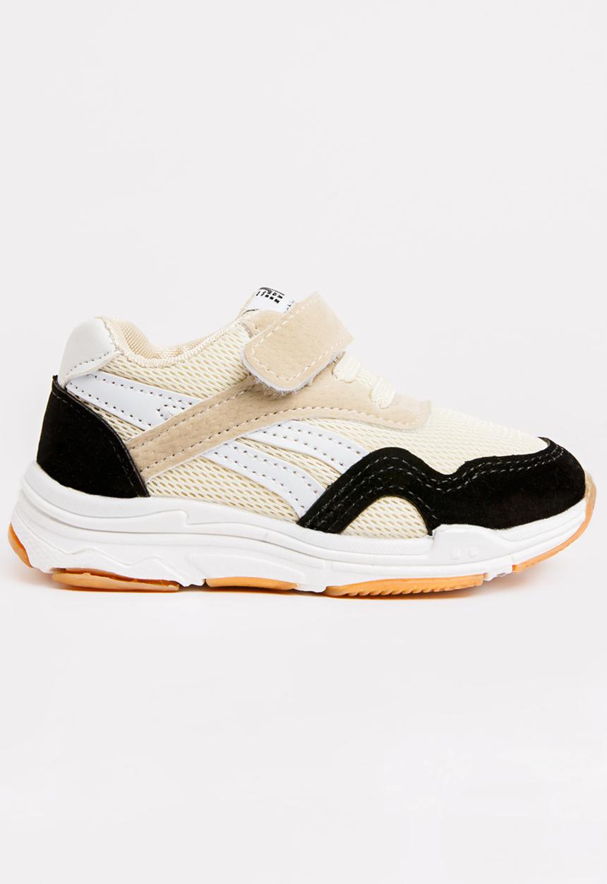 Pop Candy - Velcro strap sneaker - beige & black 