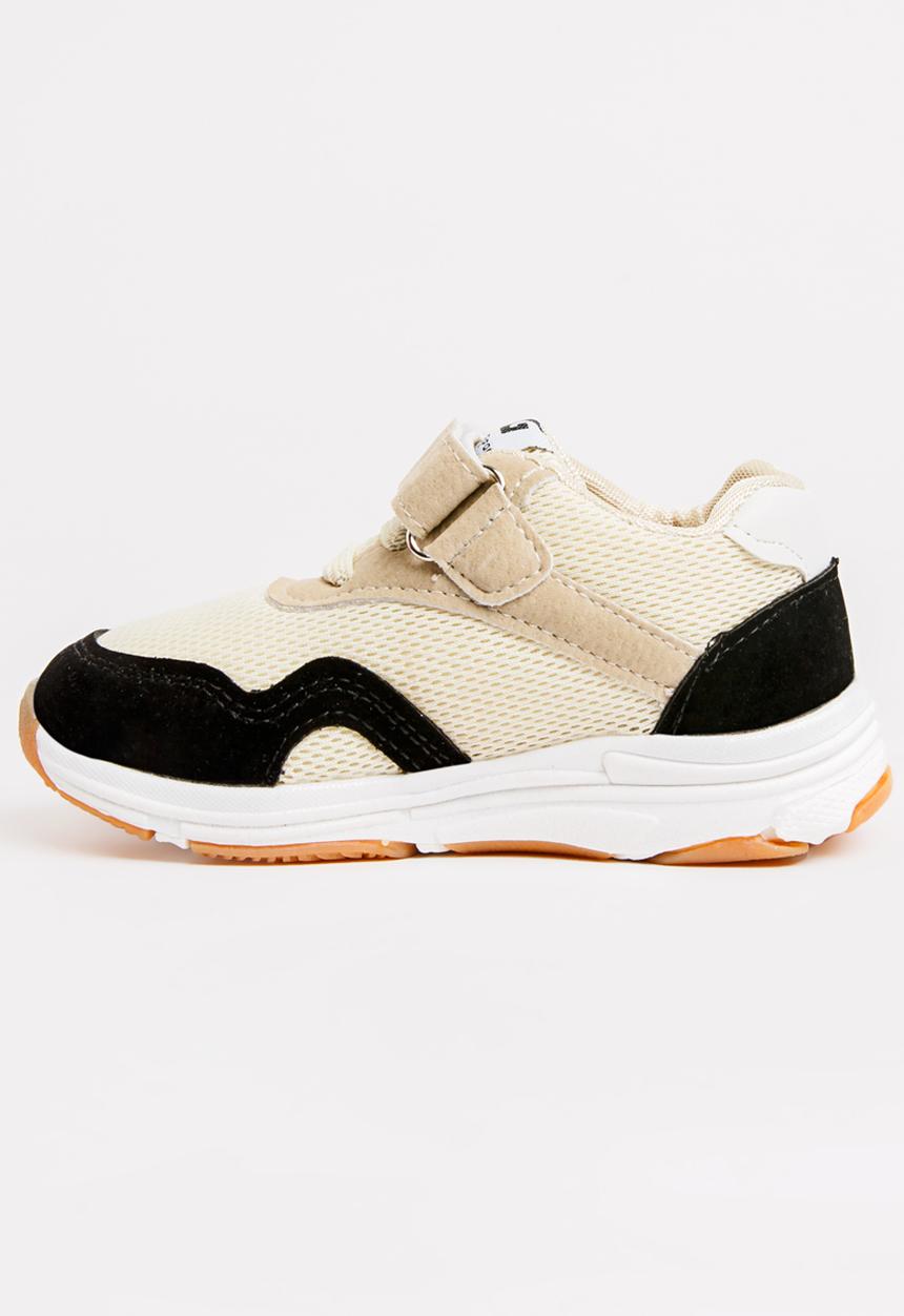 Pop Candy - Velcro strap sneaker - beige & black 