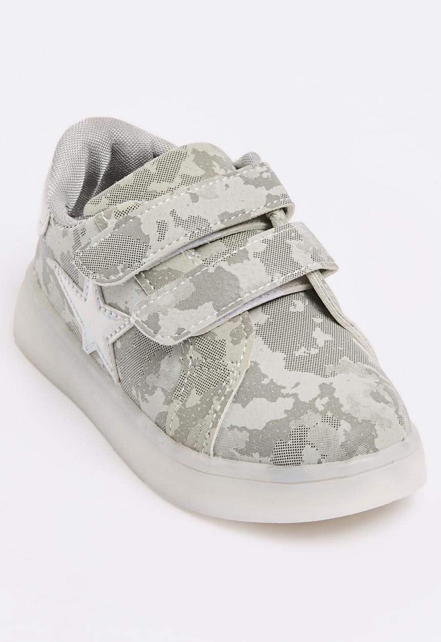 Pop Candy - Velcro Strap Light Up Sneaker Grey