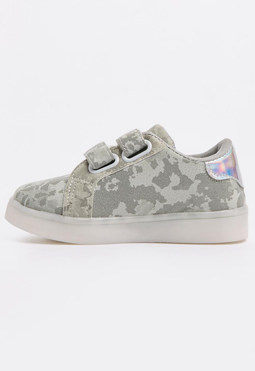 Pop Candy - Velcro Strap Light Up Sneaker Grey