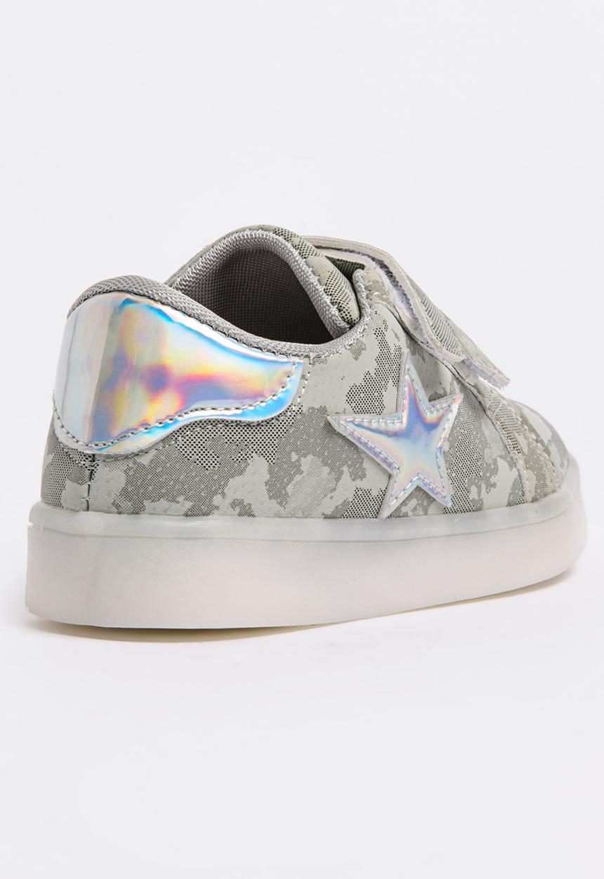 Pop Candy - Velcro Strap Light Up Sneaker Grey