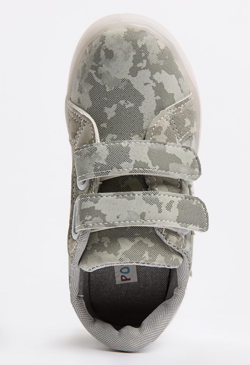 Pop Candy - Velcro Strap Light Up Sneaker Grey