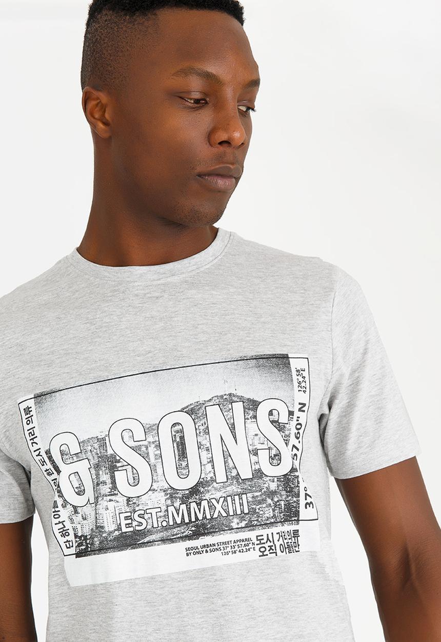 Only & Sons - Stuart Crew Neck Tee Grey Melange
