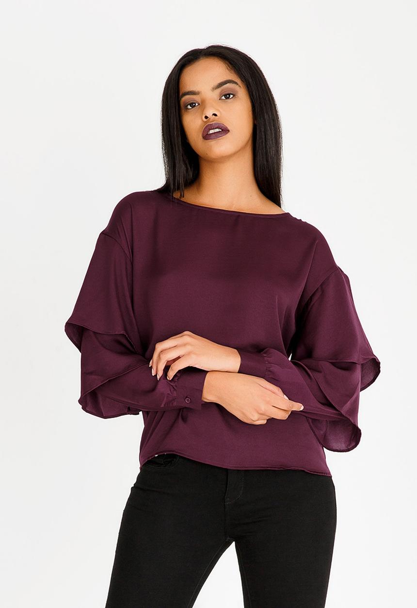 Vero Moda - Ruffle Detail Blouse Mid Purple
