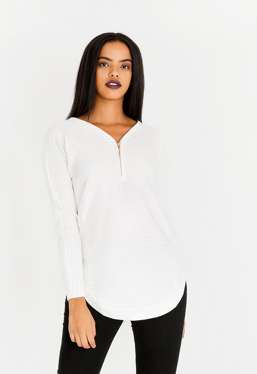 Revenge - Zip Detail Top White