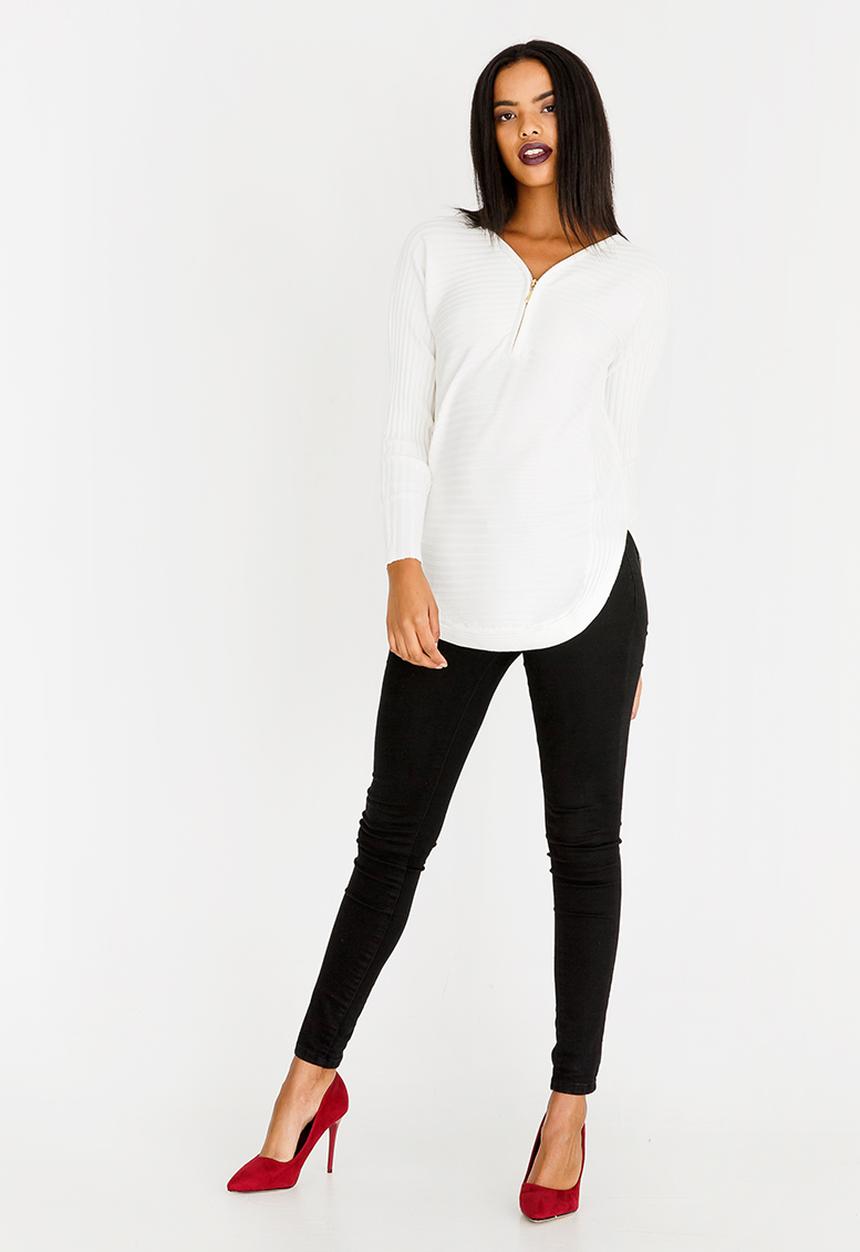 Revenge - Zip Detail Top White