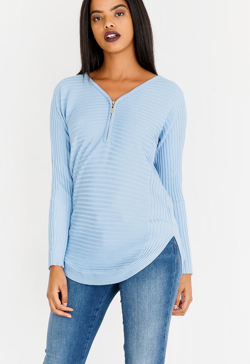 Revenge - Zip Detail Top Blue