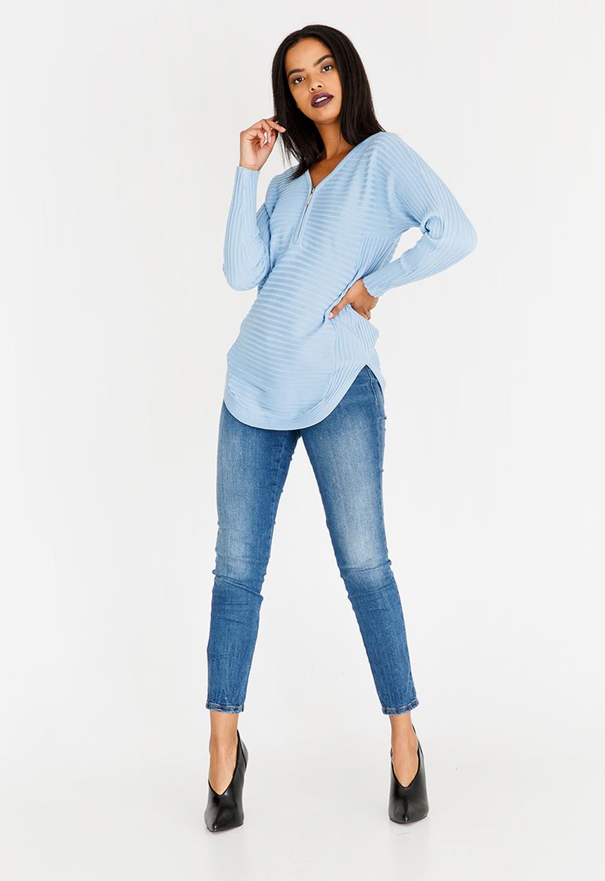 Revenge - Zip Detail Top Blue