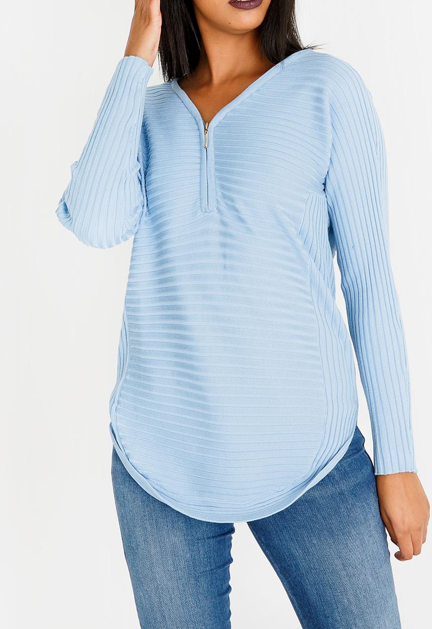 Revenge - Zip Detail Top Blue
