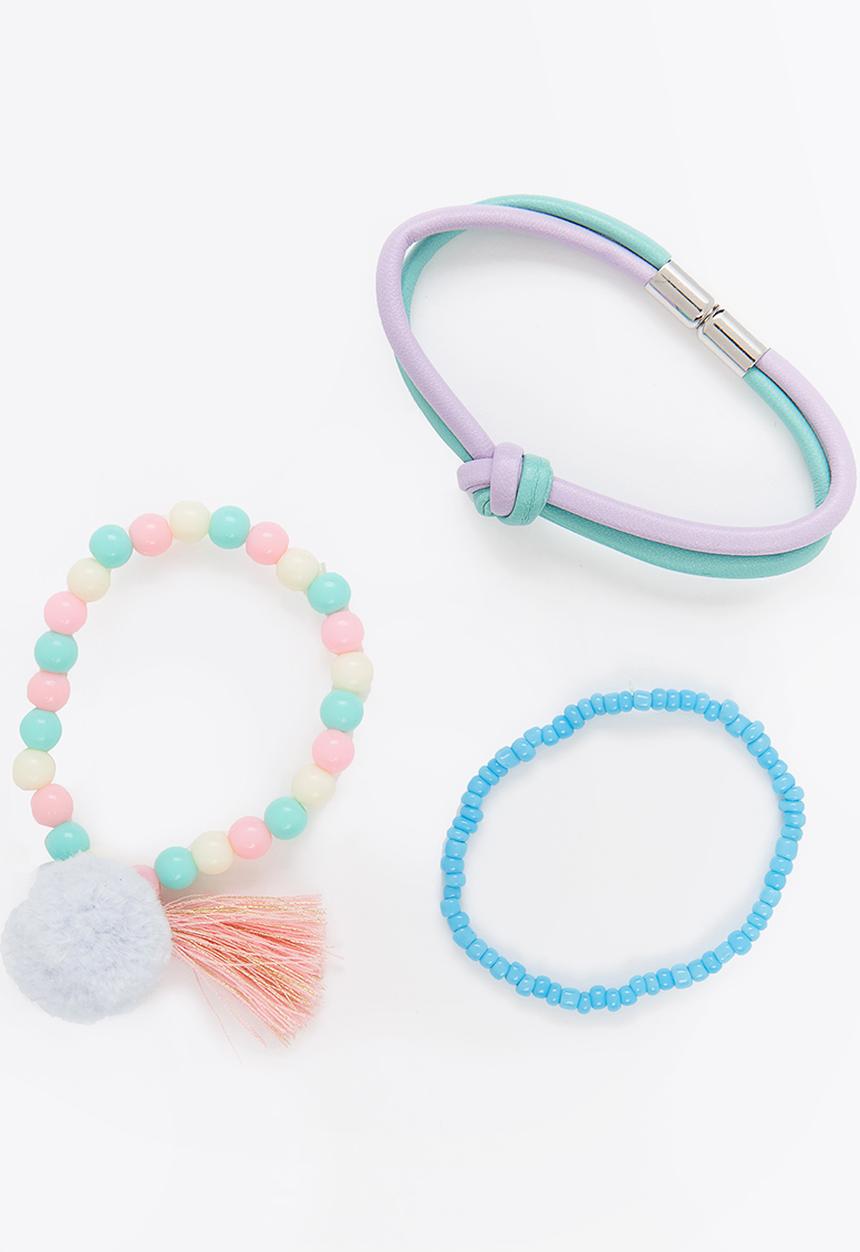 Jewels and Lace - Pom Pom Bracelet Set Multi-colour