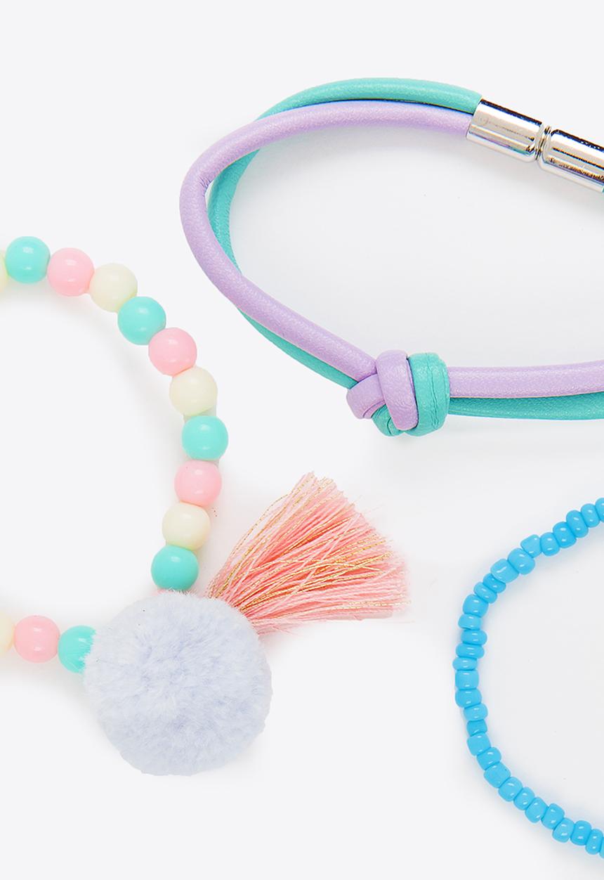 Jewels and Lace - Pom Pom Bracelet Set Multi-colour