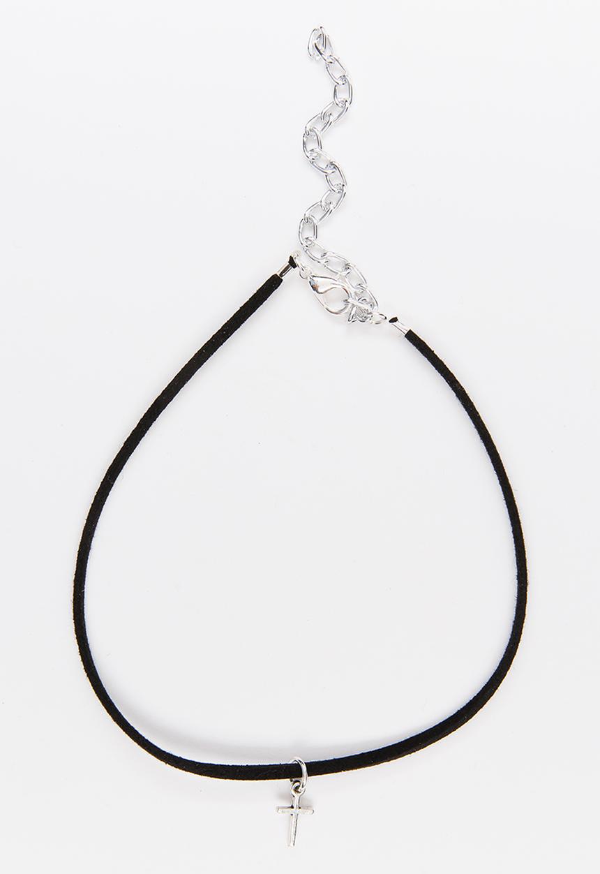 Jewels and Lace - Cross Choker Black