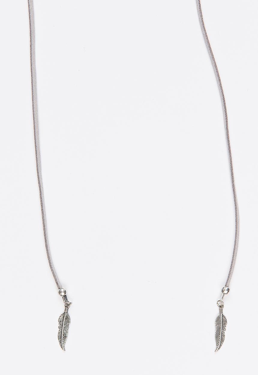 Jewels and Lace - Feather Wrap Choker Grey