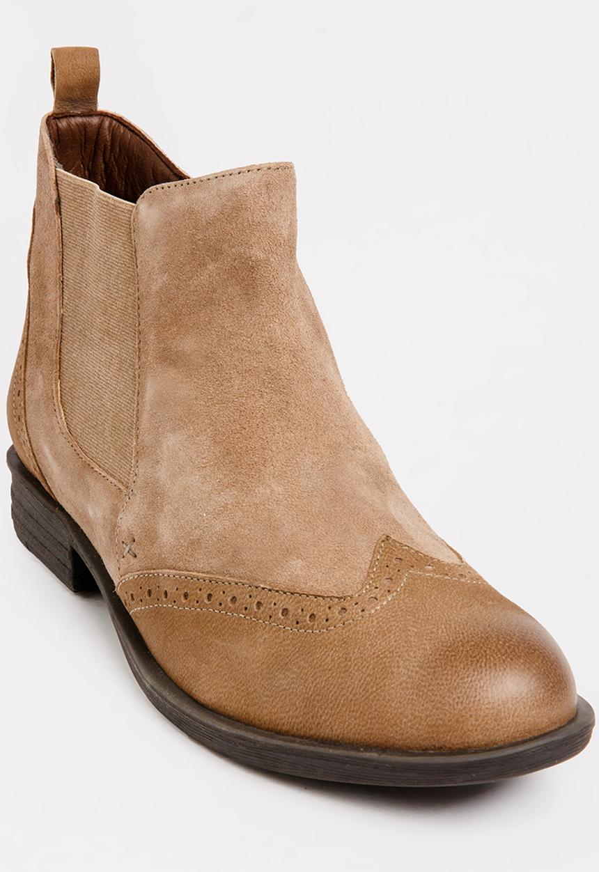 Gia by Queue - Leather Ankle Boots Taupe