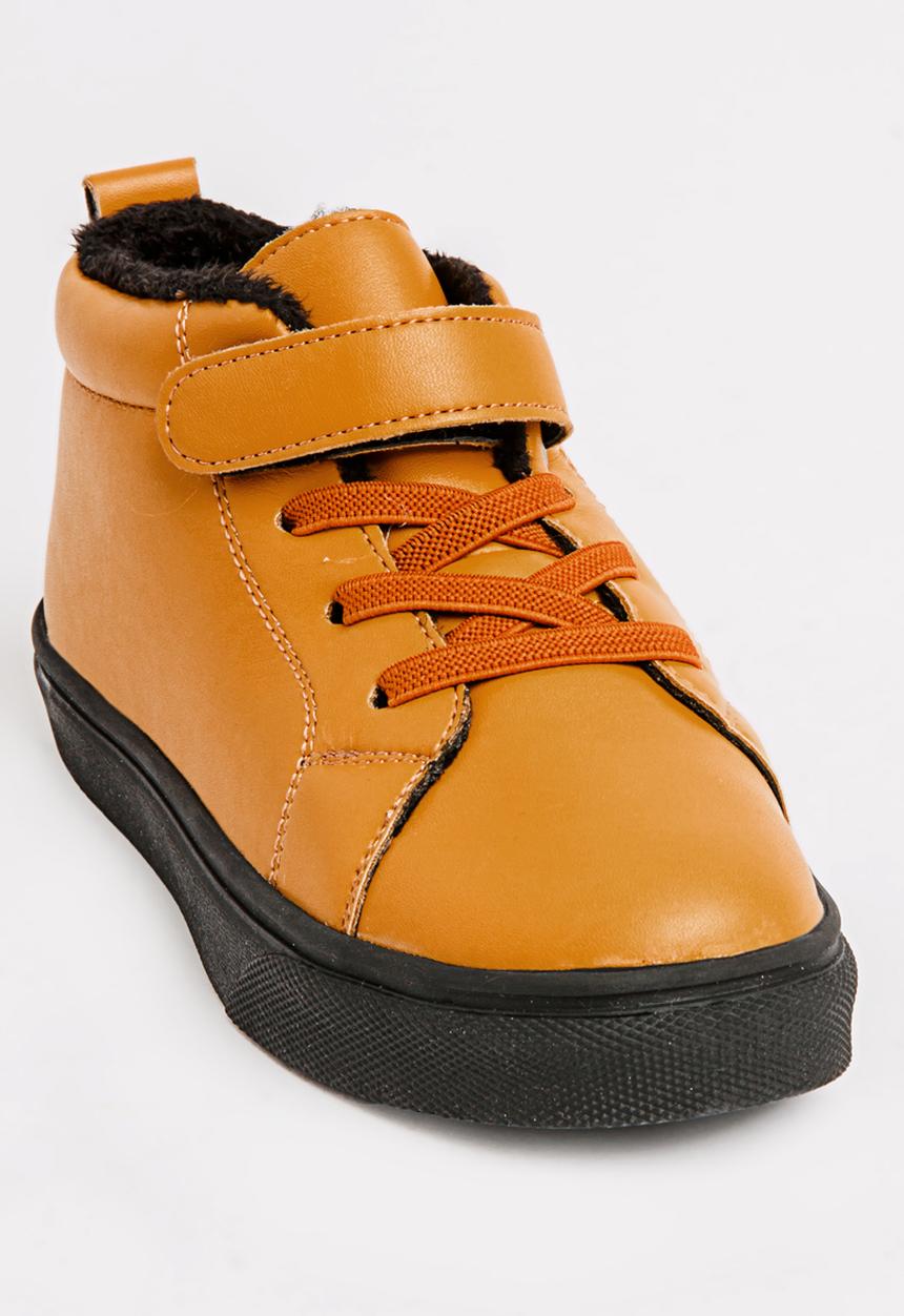 Pop Candy - Boys Hi Top Sneaker Tan