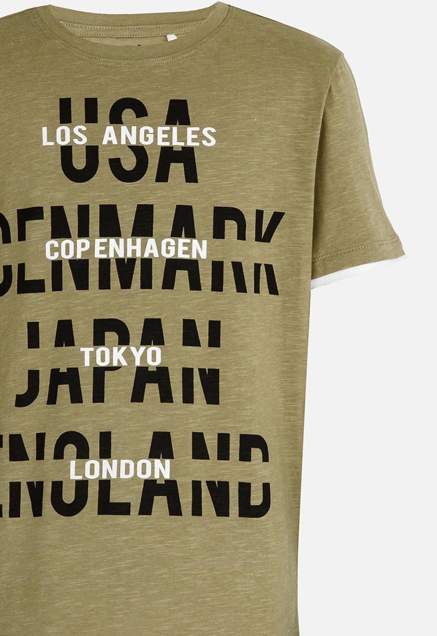 Name It - Printed Tee Khaki Green