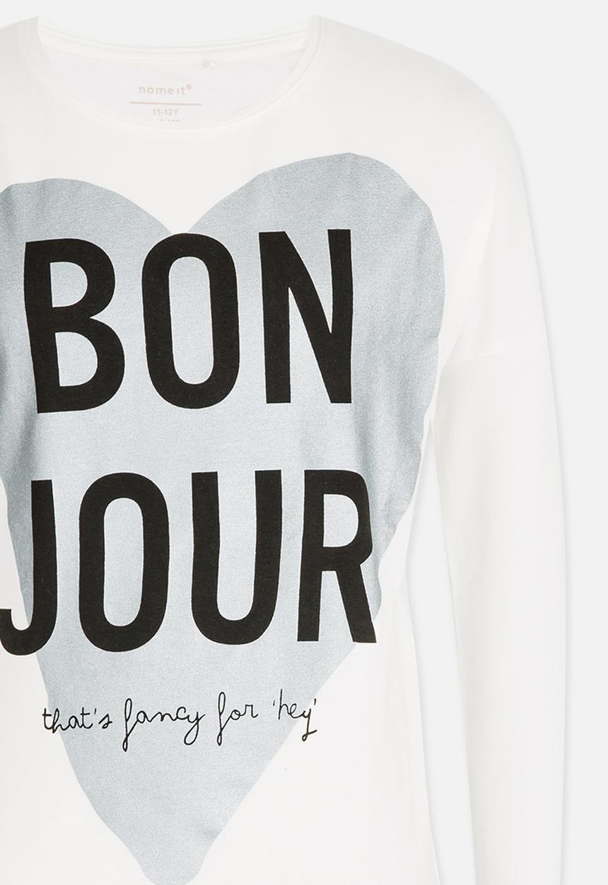 Name It - Printed Long Sleeve Tee White