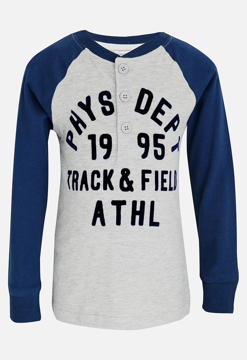 MINOTI - Grandad Raglan Sleeve Tee Grey Melange