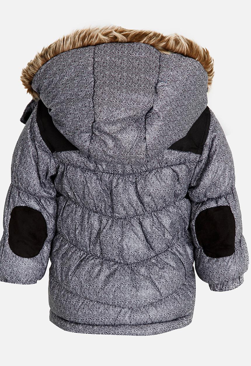 MINOTI - Fur Trim Padded Jacket Grey
