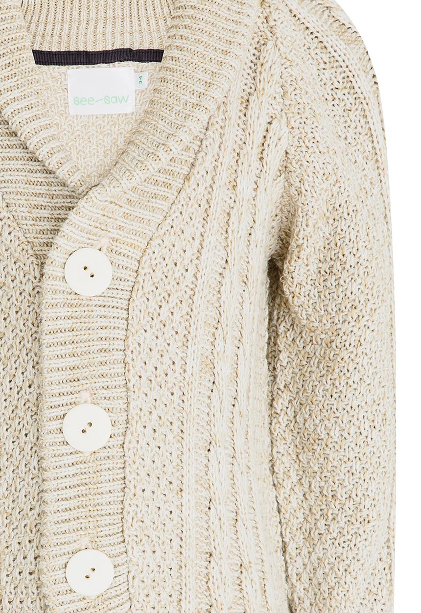 See-Saw - Cable Front Button Up Cardigan Milk